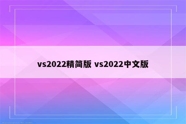 vs2022精简版 vs2022中文版