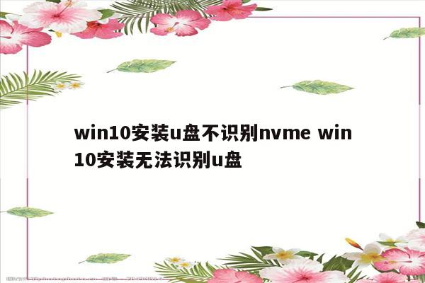 win10安装u盘不识别nvme win10安装无法识别u盘