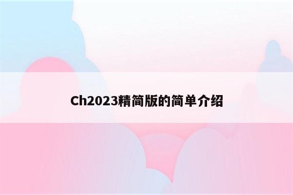 Ch2023精简版的简单介绍