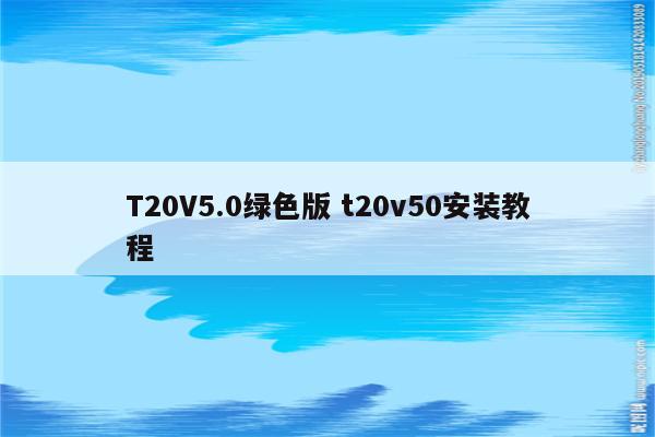 T20V5.0绿色版 t20v50安装教程