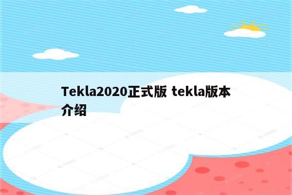 Tekla2020正式版 tekla版本介绍