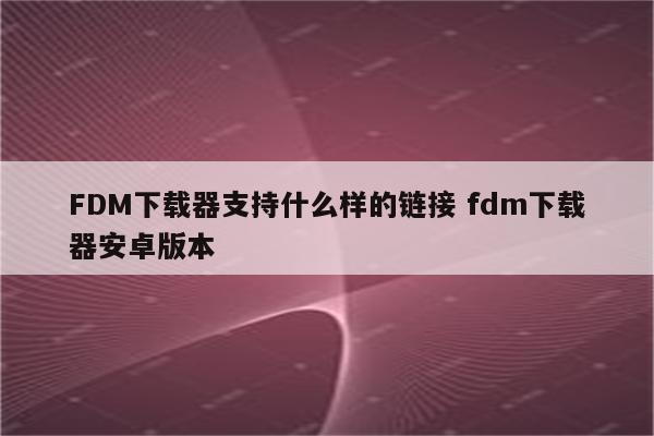 FDM下载器支持什么样的链接 fdm下载器安卓版本