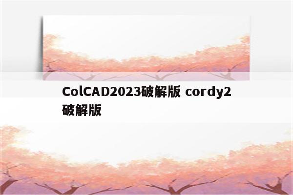ColCAD2023破解版 cordy2破解版