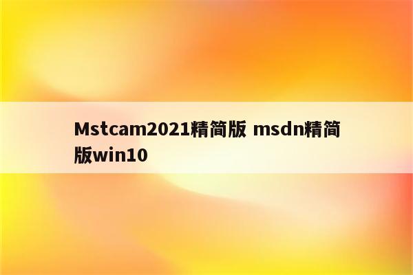 Mstcam2021精简版 msdn精简版win10