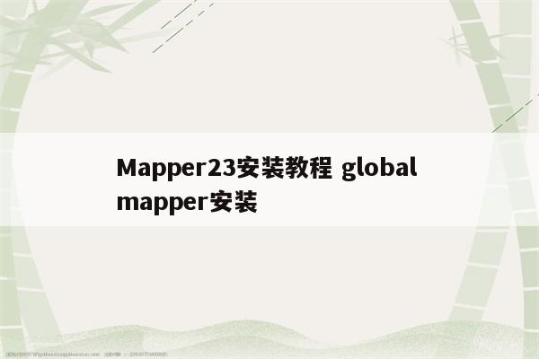 Mapper23安装教程 global mapper安装
