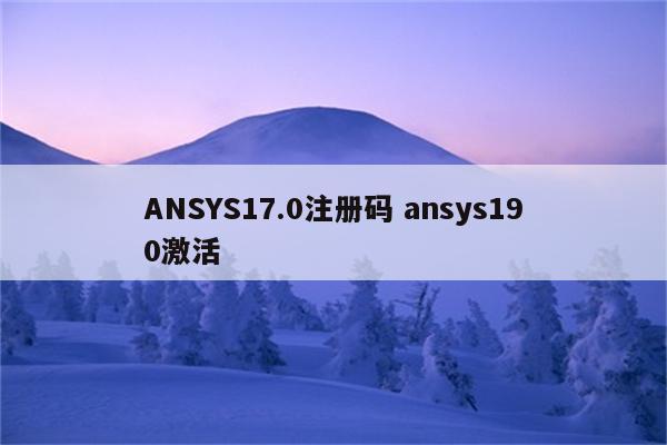 ANSYS17.0注册码 ansys190激活