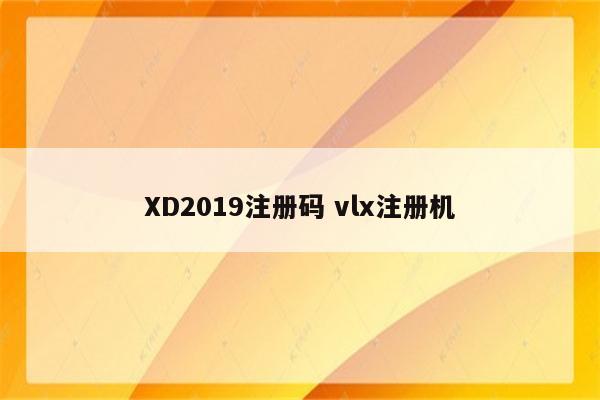 XD2019注册码 vlx注册机