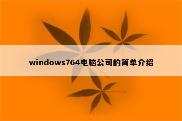 windows764电脑公司的简单介绍