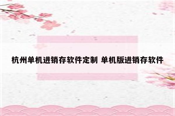 杭州单机进销存软件定制 单机版进销存软件