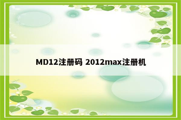 MD12注册码 2012max注册机