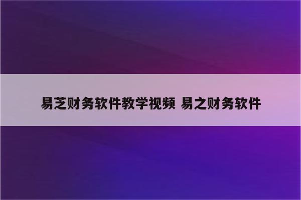 易芝财务软件教学视频 易之财务软件