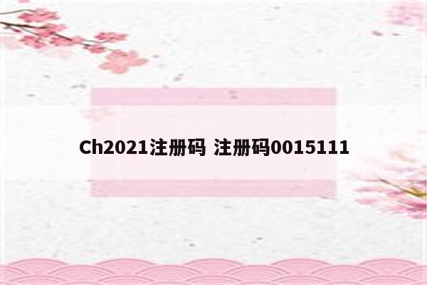 Ch2021注册码 注册码0015111