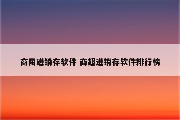 商用进销存软件 商超进销存软件排行榜