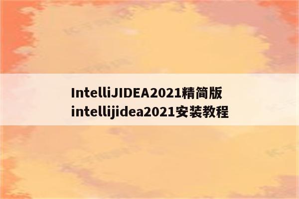 IntelliJIDEA2021精简版 intellijidea2021安装教程