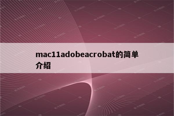 mac11adobeacrobat的简单介绍