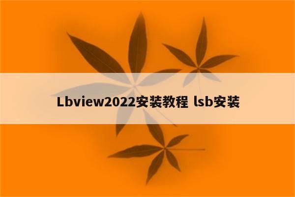 Lbview2022安装教程 lsb安装