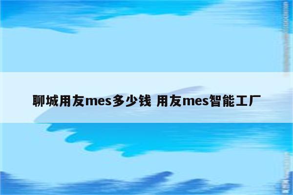 聊城用友mes多少钱 用友mes智能工厂