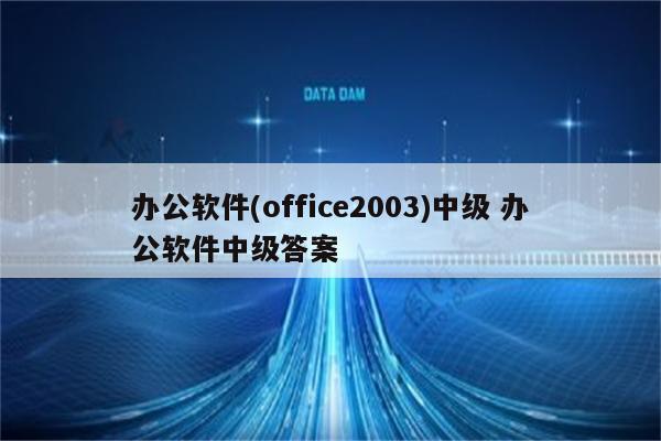 办公软件(office2003)中级 办公软件中级答案