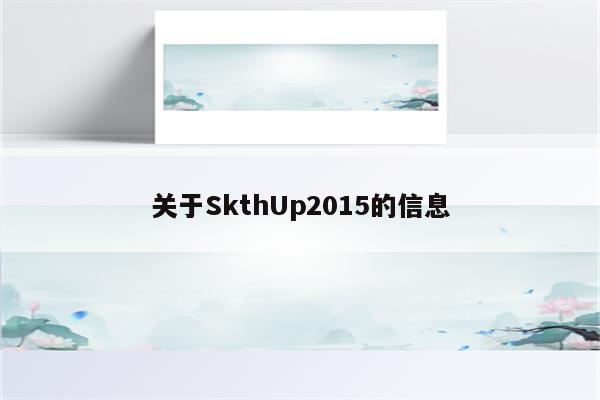 关于SkthUp2015的信息