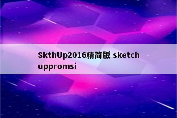 SkthUp2016精简版 sketchuppromsi