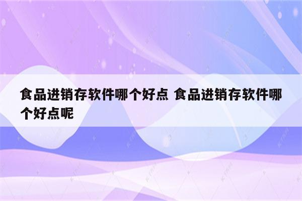 食品进销存软件哪个好点 食品进销存软件哪个好点呢