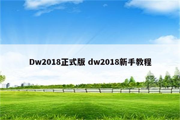 Dw2018正式版 dw2018新手教程