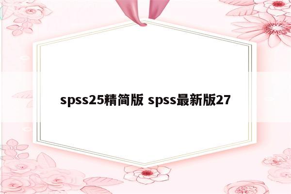 spss25精简版 spss最新版27