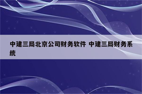 中建三局北京公司财务软件 中建三局财务系统