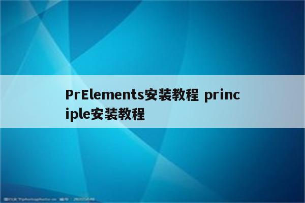 PrElements安装教程 principle安装教程