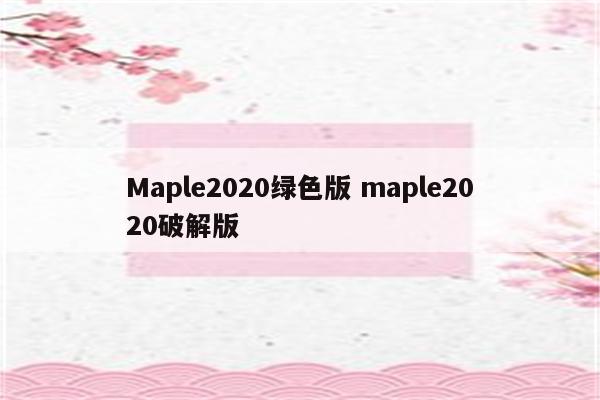 Maple2020绿色版 maple2020破解版