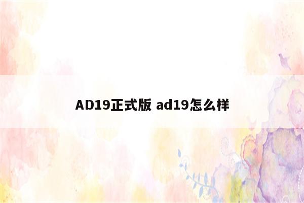 AD19正式版 ad19怎么样