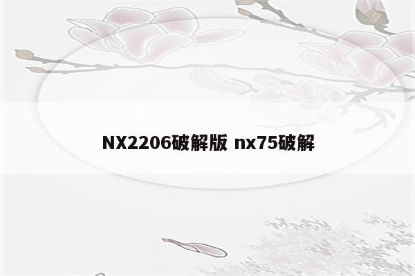 NX2206破解版 nx75破解