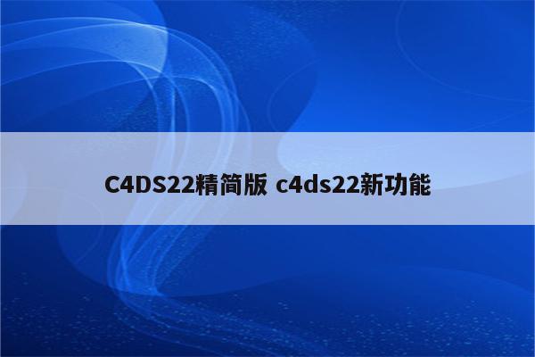 C4DS22精简版 c4ds22新功能