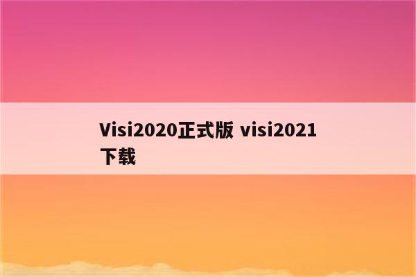 Visi2020正式版 visi2021下载