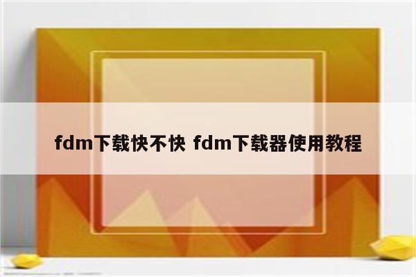 fdm下载快不快 fdm下载器使用教程