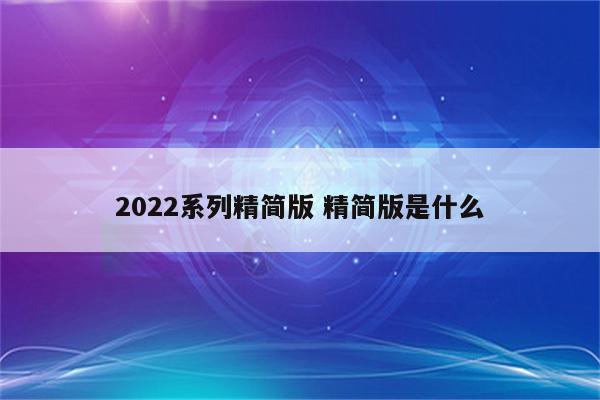 2022系列精简版 精简版是什么