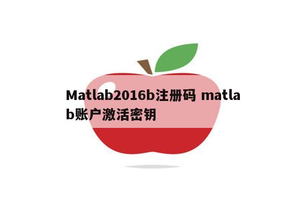 Matlab2016b注册码 matlab账户激活密钥