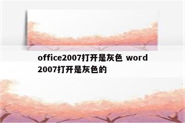 office2007打开是灰色 word2007打开是灰色的