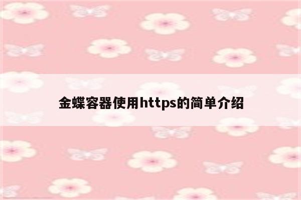 金蝶容器使用https的简单介绍