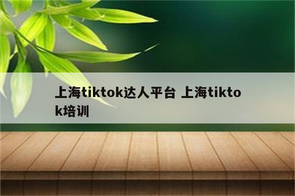 上海tiktok达人平台 上海tiktok培训