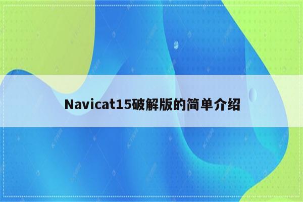 Navicat15破解版的简单介绍