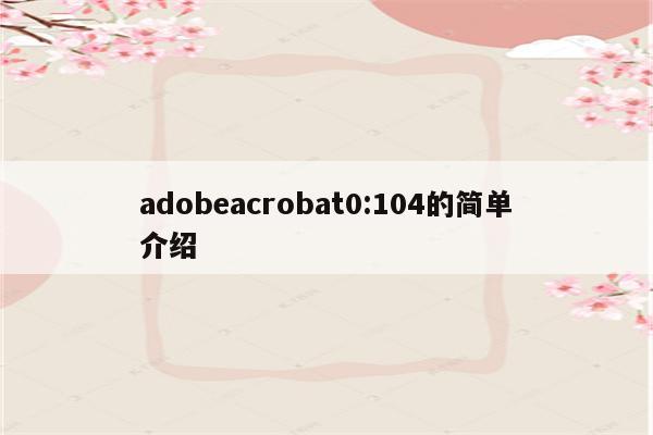 adobeacrobat0:104的简单介绍