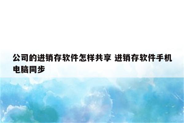 公司的进销存软件怎样共享 进销存软件手机电脑同步