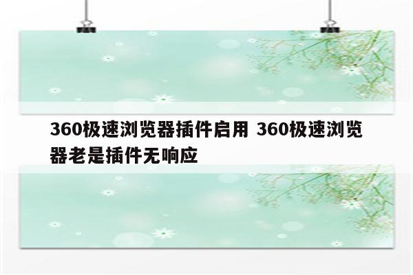 360极速浏览器插件启用 360极速浏览器老是插件无响应