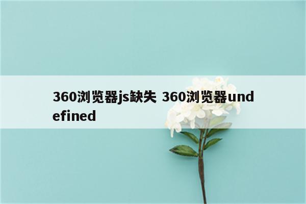 360浏览器js缺失 360浏览器undefined
