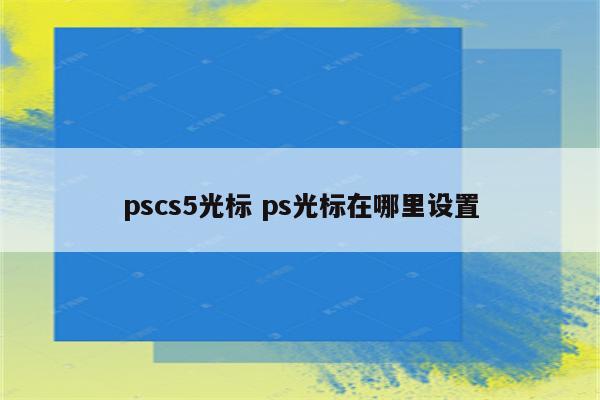 pscs5光标 ps光标在哪里设置