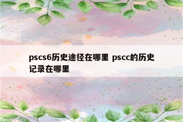 pscs6历史途径在哪里 pscc的历史记录在哪里