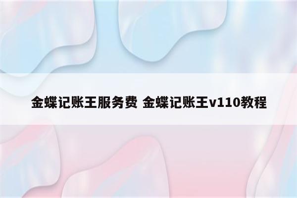 金蝶记账王服务费 金蝶记账王v110教程