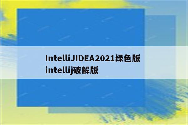 IntelliJIDEA2021绿色版 intellij破解版