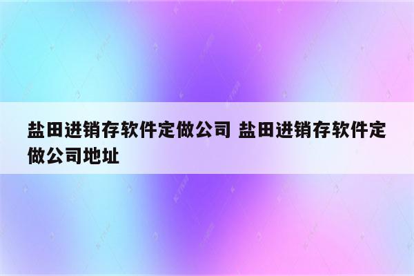 盐田进销存软件定做公司 盐田进销存软件定做公司地址